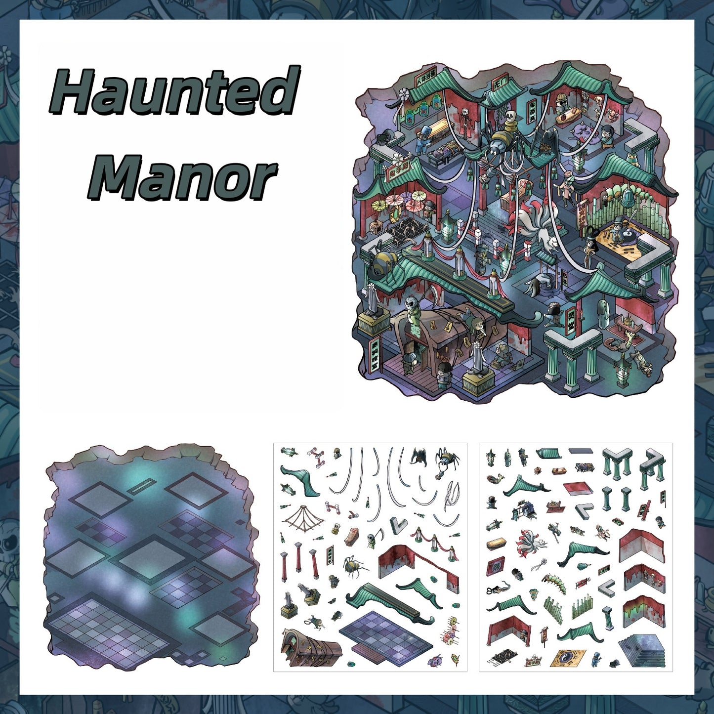 Horror Adventure 3D Sticker | 4 Cute Miniature Scenes