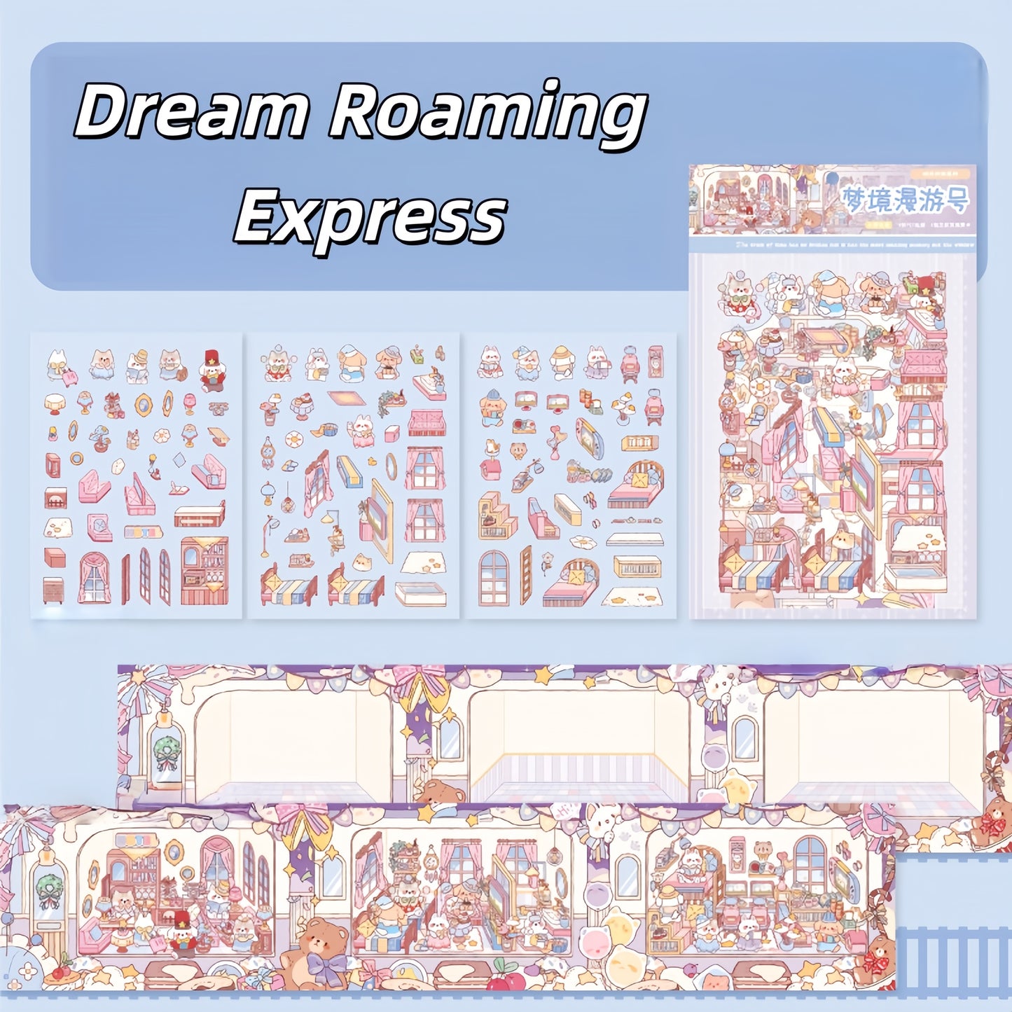 Time Train 3D Sticker | 4 Cute Miniature Scene