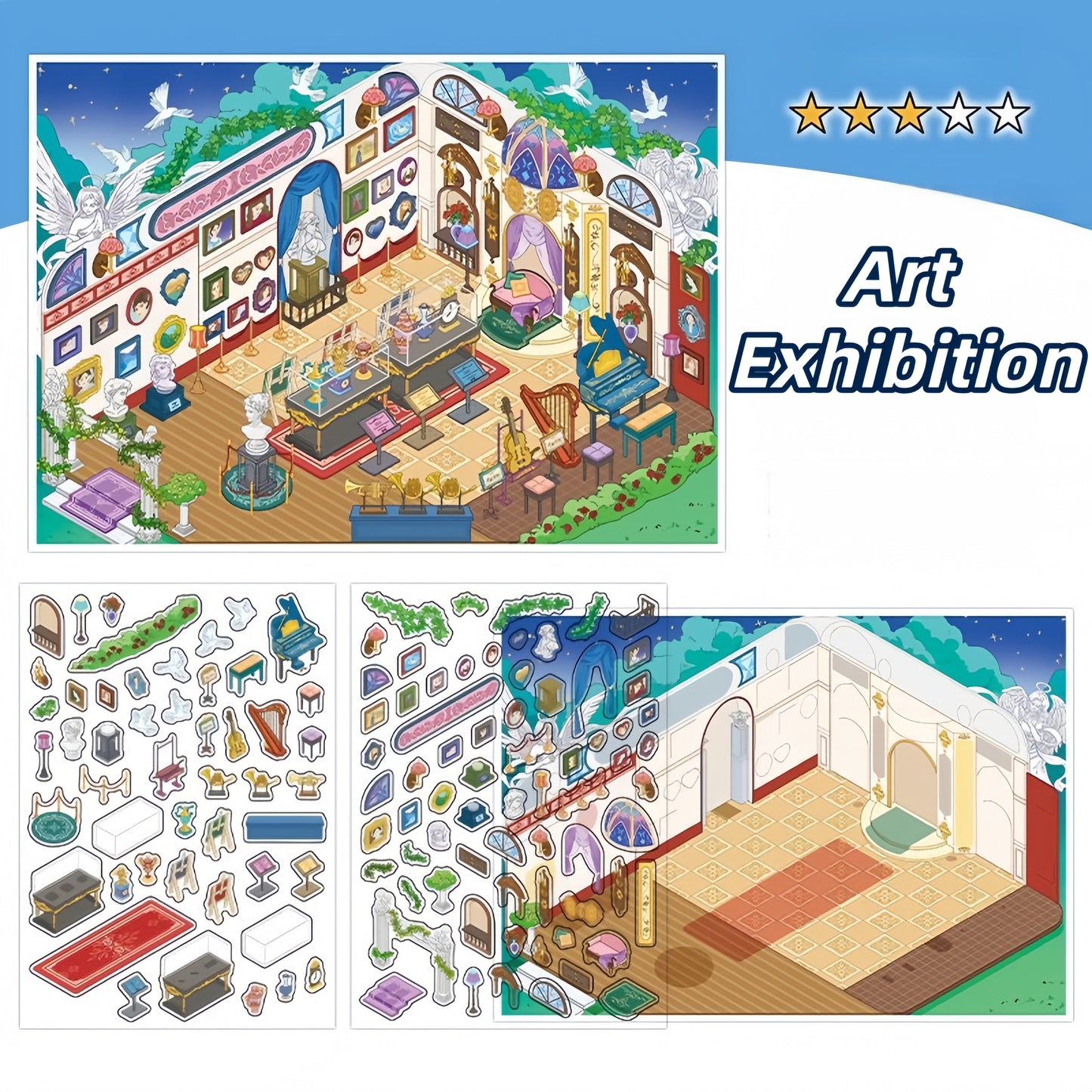 Little Shops 3D Sticker | 4 Cute Miniature Scenes