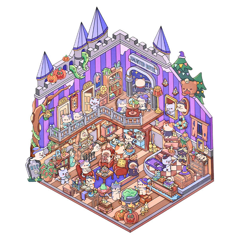 Halloween House 3D Sticker | 2 Cute Miniature Scenes