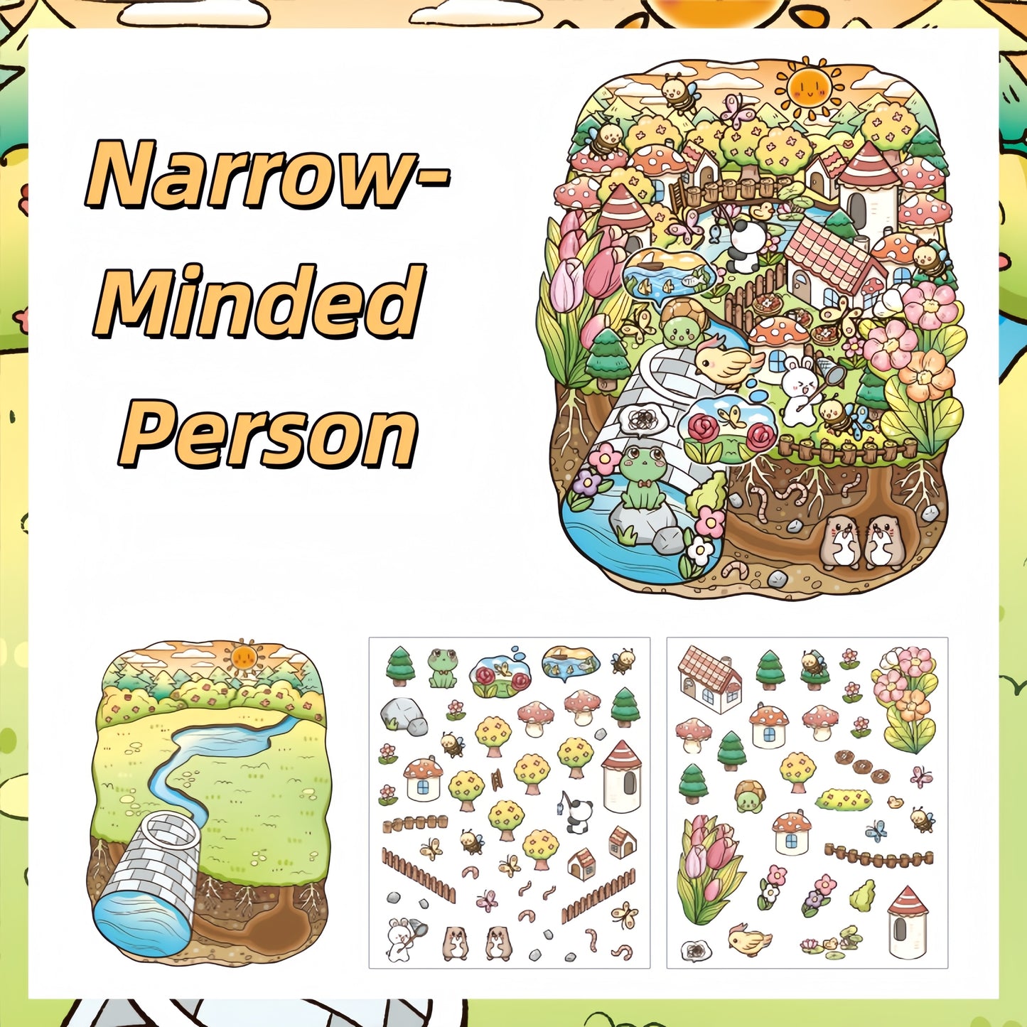 Little Fables 3D Sticker | 4 Cute Miniature Scenes