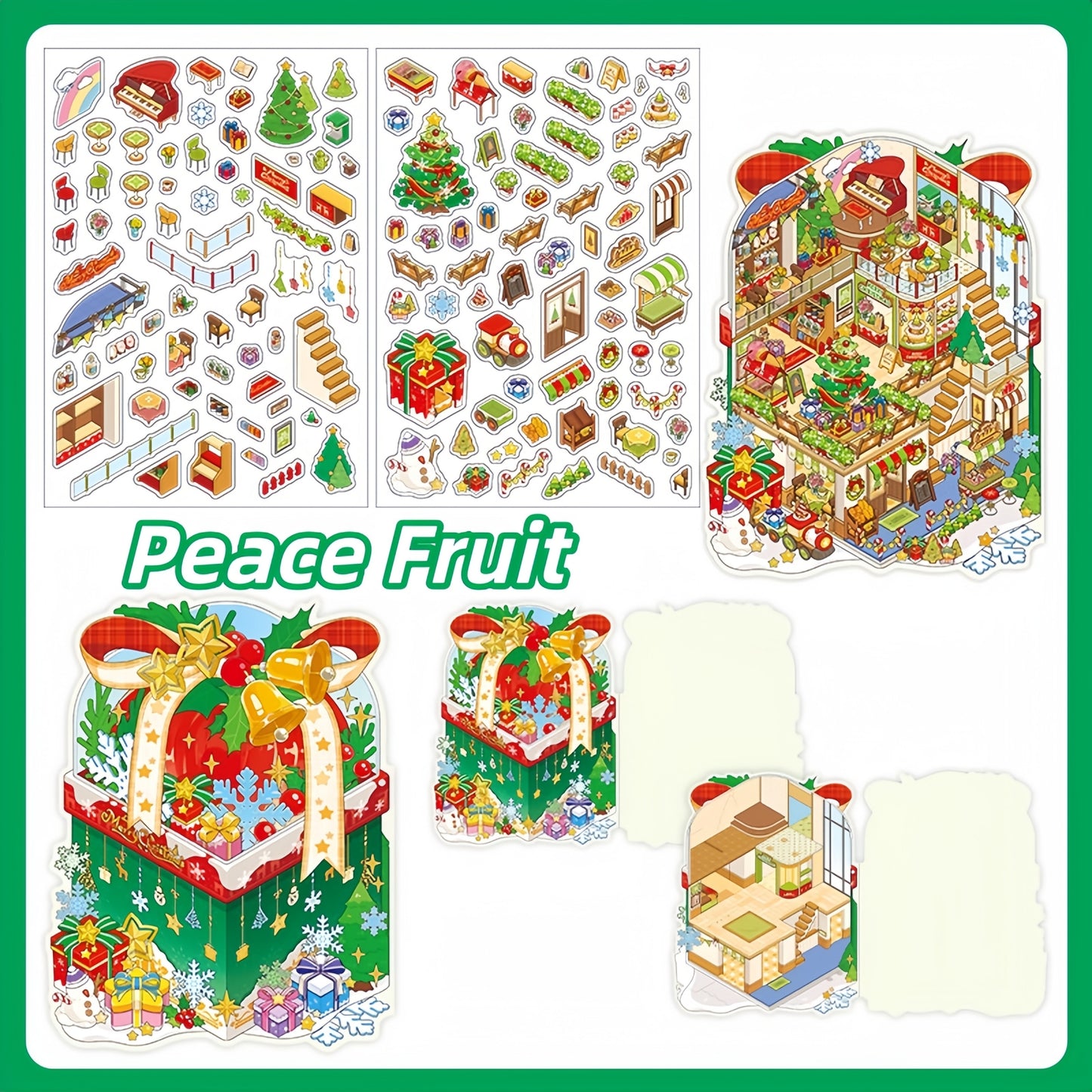 Christmas Series 3D Sticker | 4 Cute Miniature Scenes