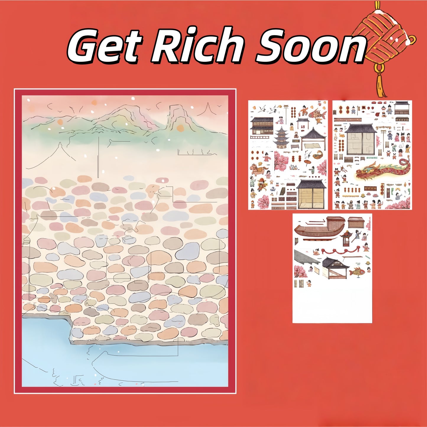 Chinese New Year 3D Sticker | 2 Cute Miniature Scenes