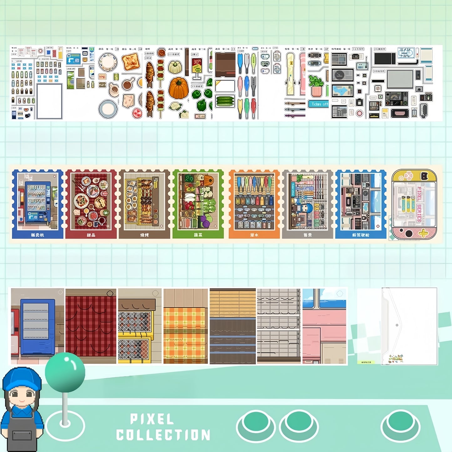 Pixel Collection 3D Sticker | 7 Cute Miniature Scenes
