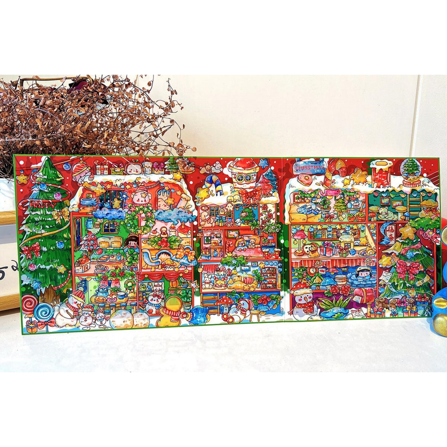 Merry Christmas 3D Sticker | 2 Cute Miniature Scenes