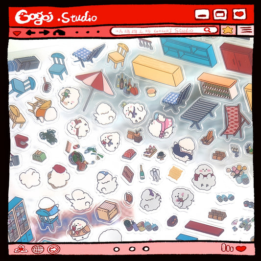 Gogoj Studio 3D Sticker | 2 Cute Miniature Scenes