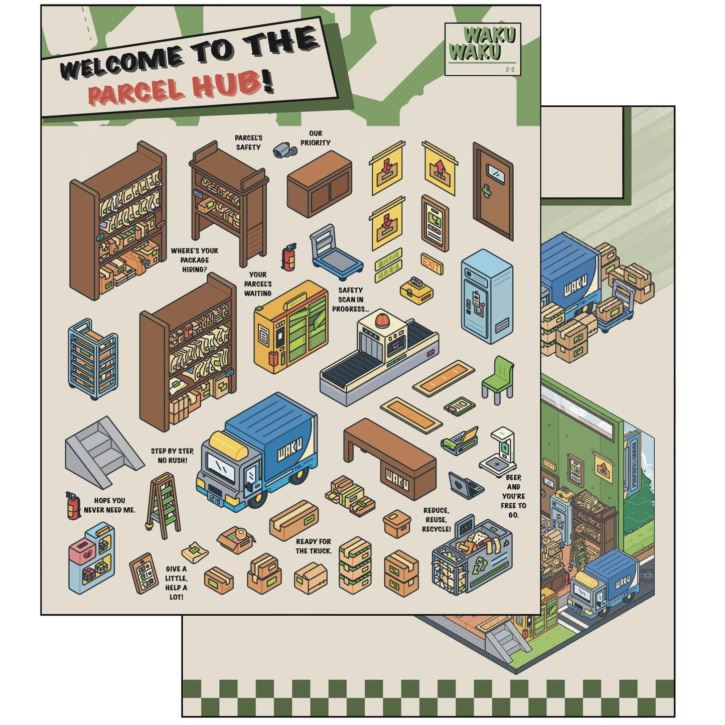 Tiny Shop 3D Sticker | 3 Cute Miniature Scenes