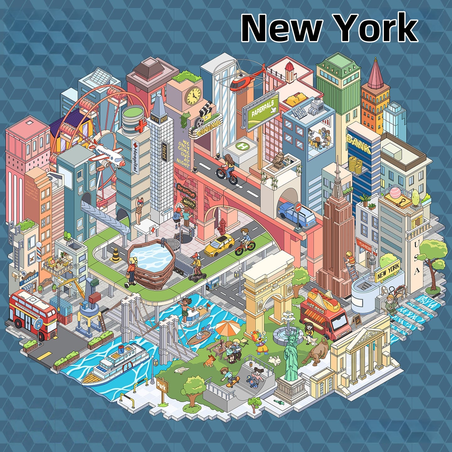 Megalopolis 3D Sticker | 2 Cute Miniature Scenes