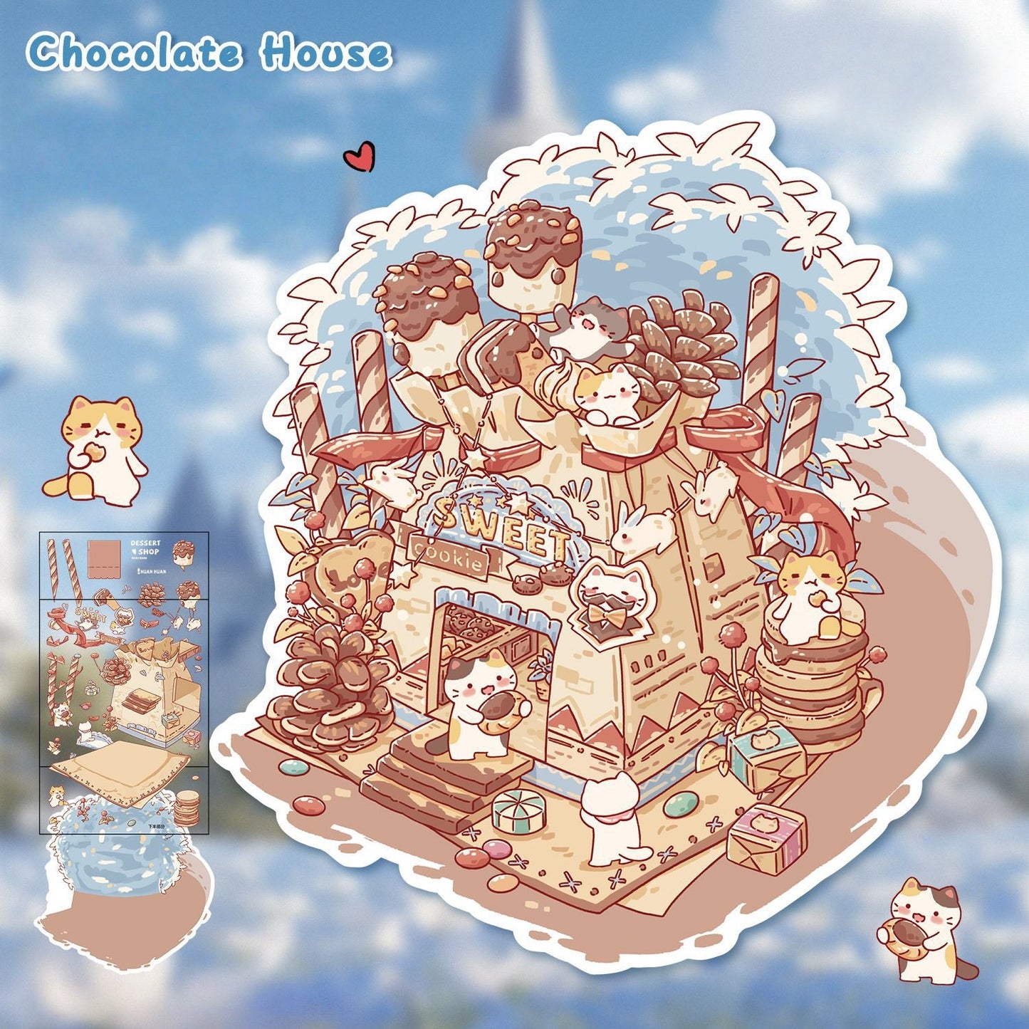 Little Dream House 3D Sticker | 4 Cute Miniature Scenes