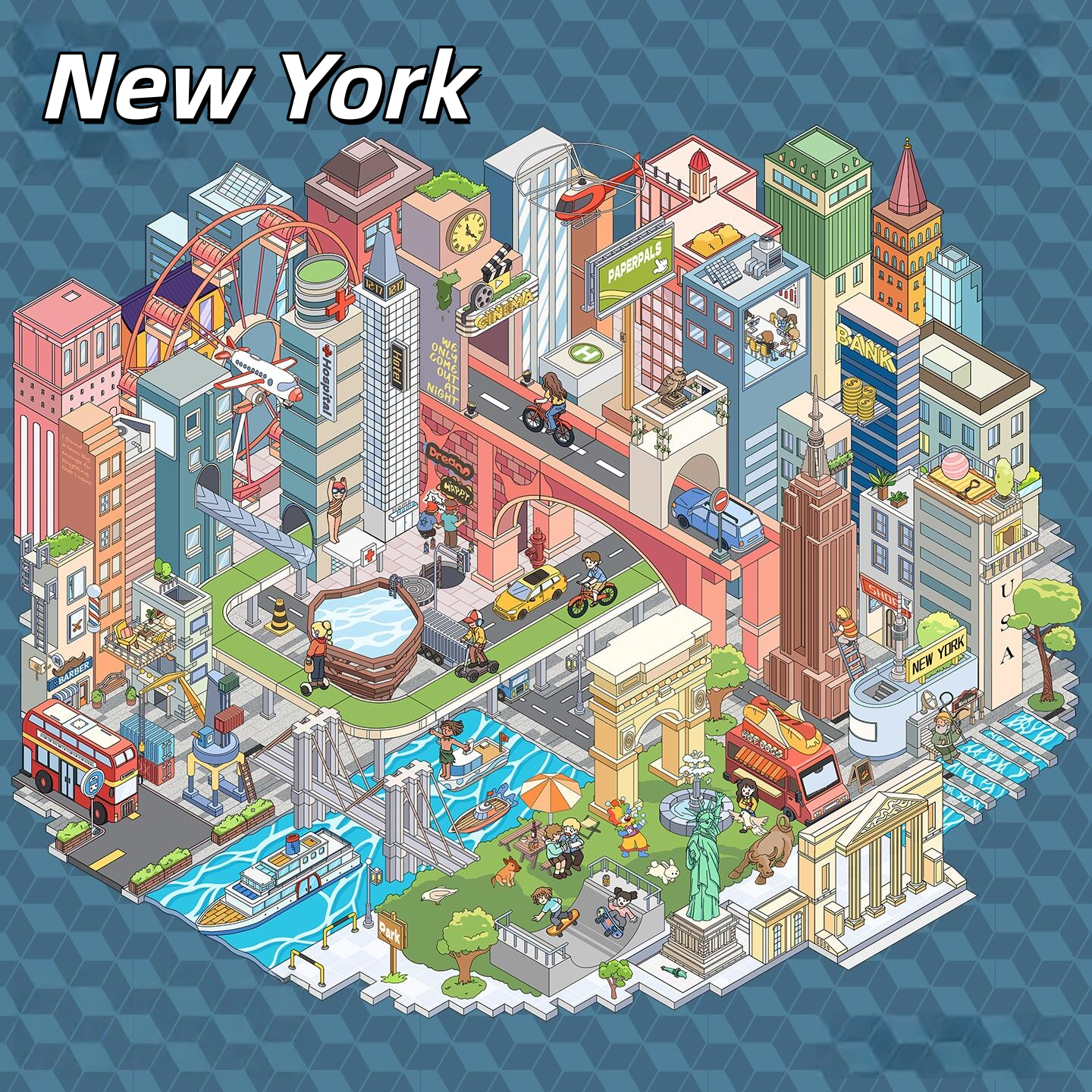 Megalopolis 3D Sticker | 3 Cute Miniature Scenes