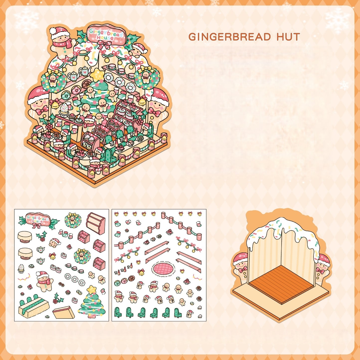 Merry Chrismas 3D Sticker | 4 Cute Miniature Scenes