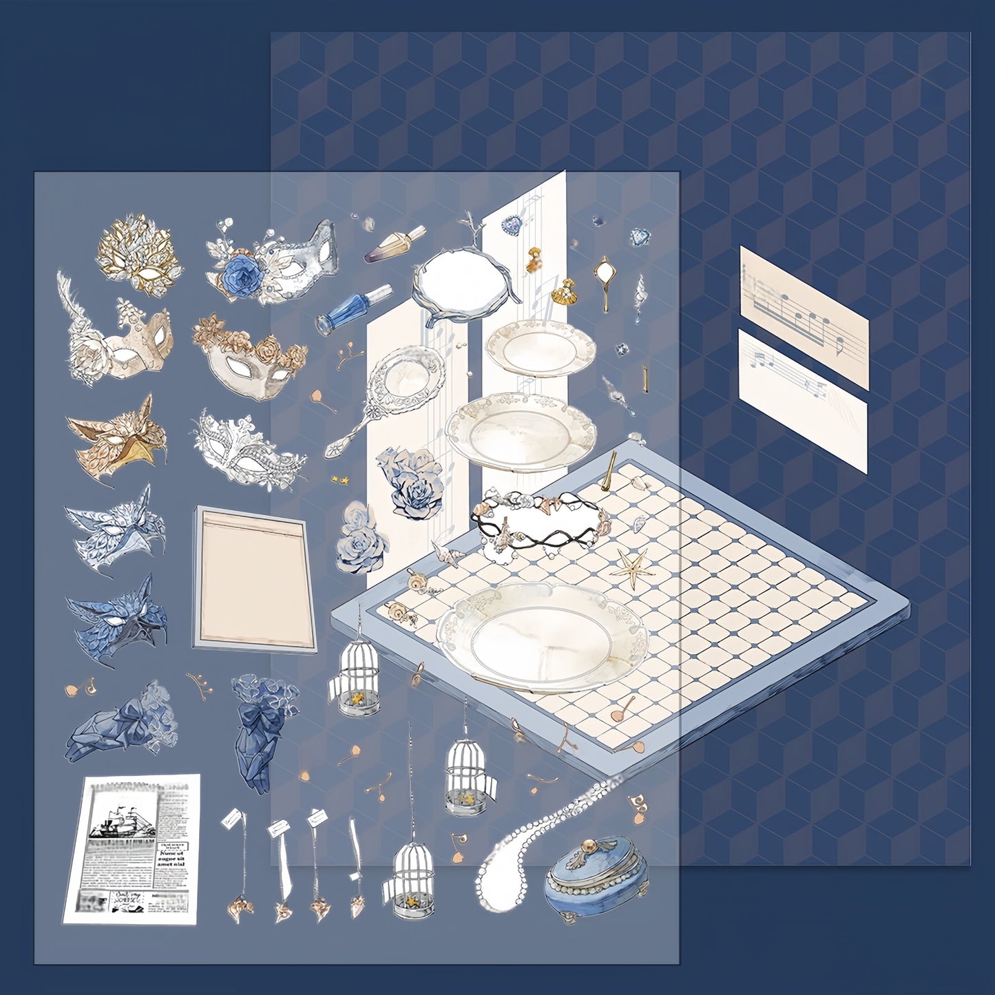 Oriental Vanity 3D Sticker | 4 Cute Scenes