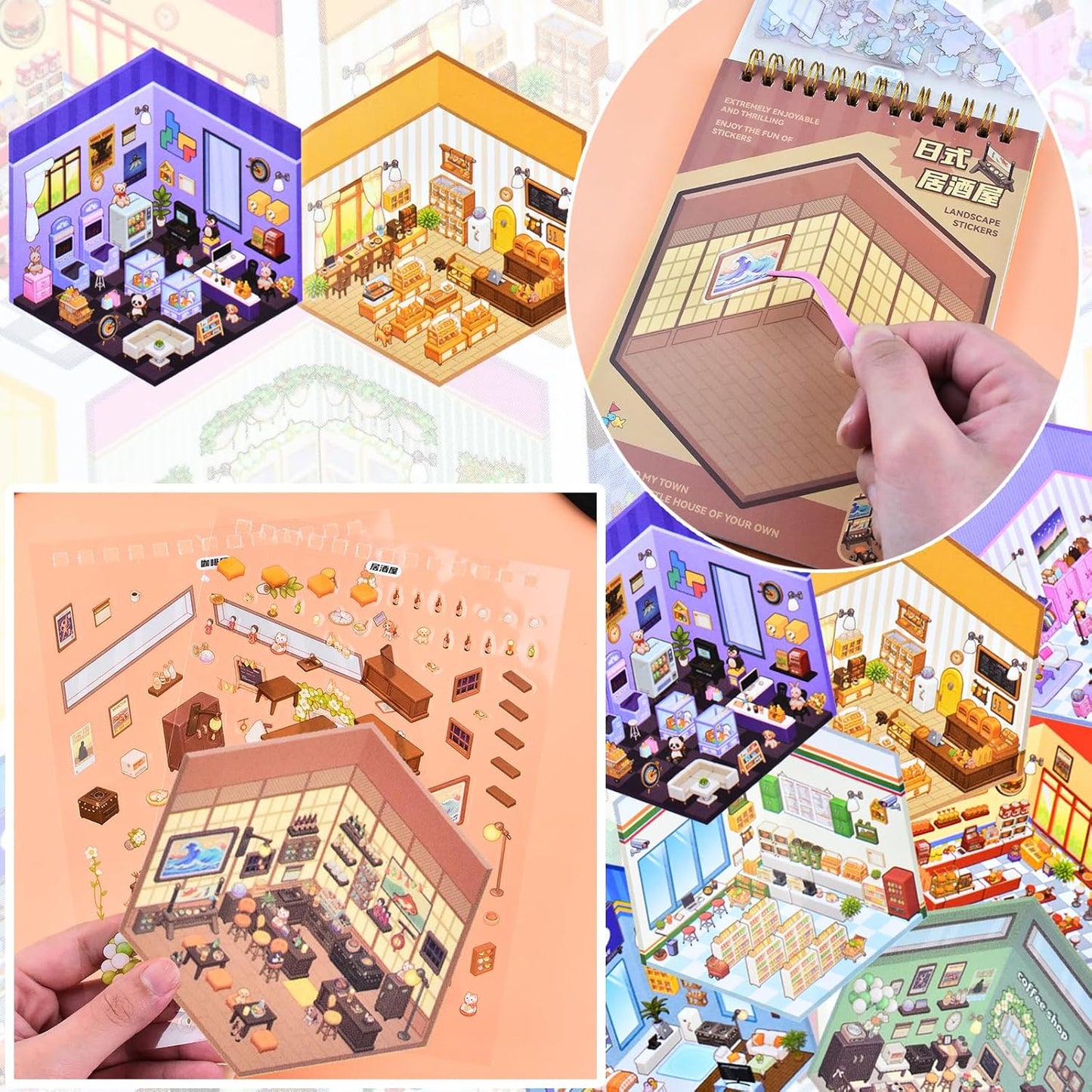 Dream Town 3D Sticker Material Book – 10 Unique Themes