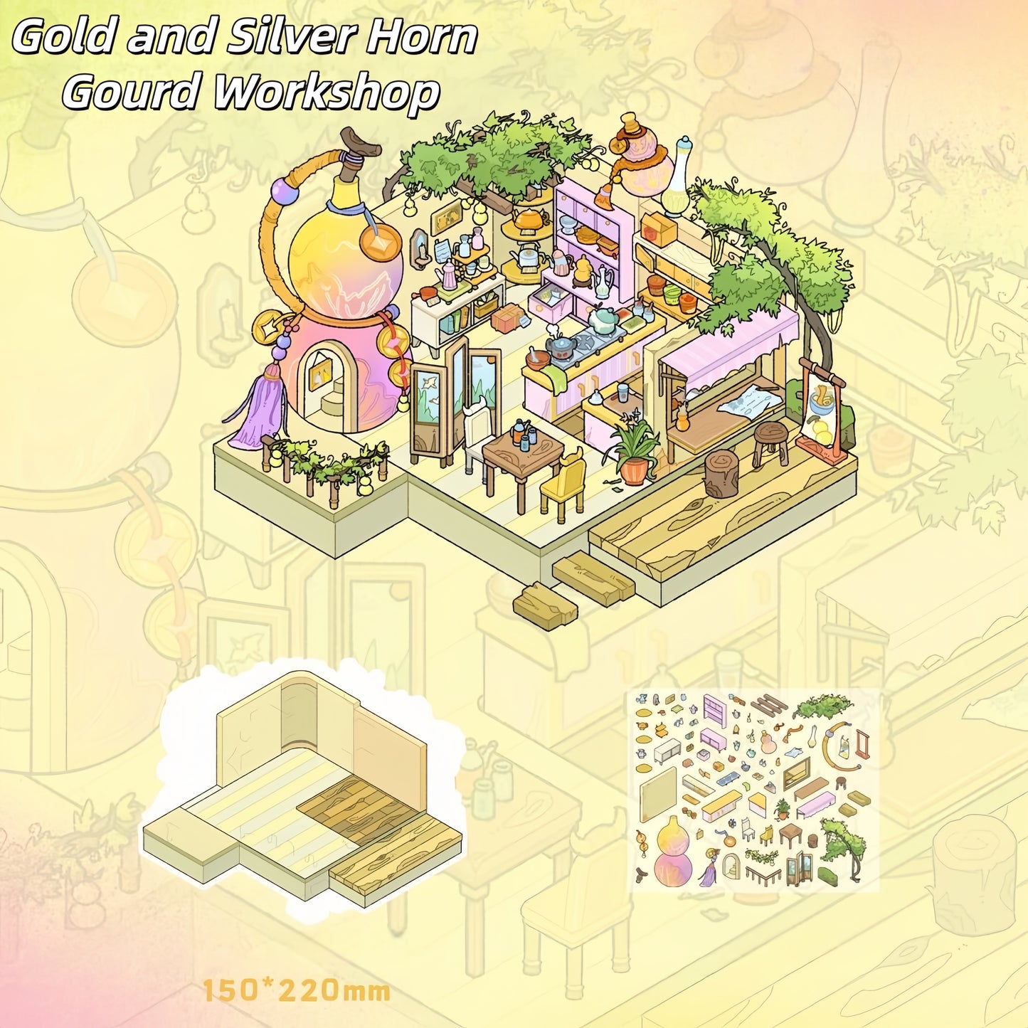 Monster Merchants 3D Sticker | 4 Cute Miniature Scenes