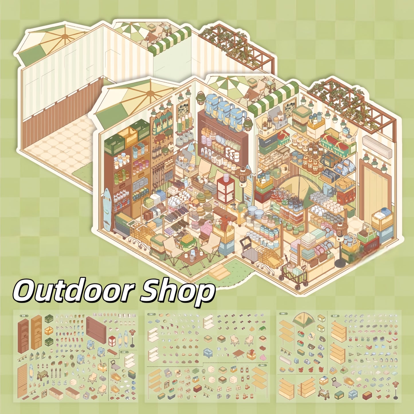 Shelf Display 3D Sticker | 2 Cute Miniature Scenes