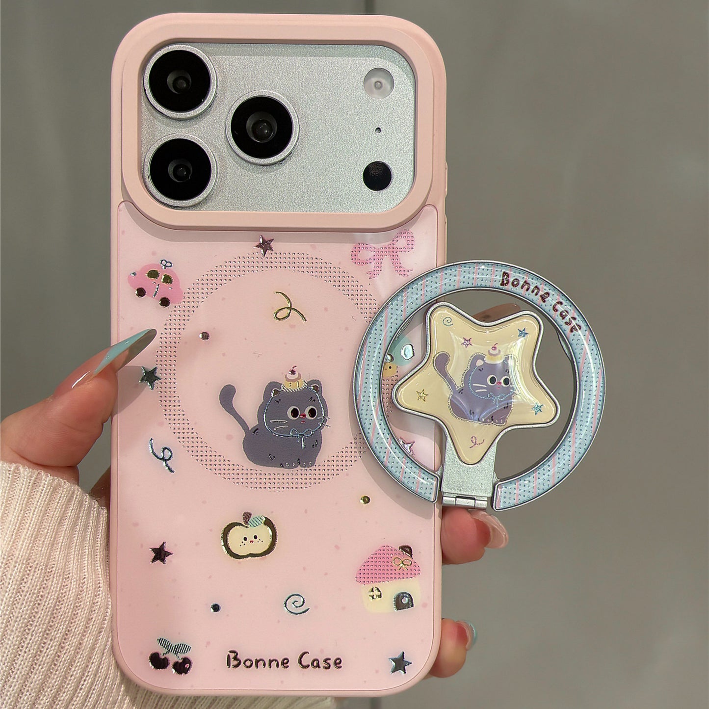 Guava Pink Cat and Dachshund Magnetic Stand Acrylic Phone Case