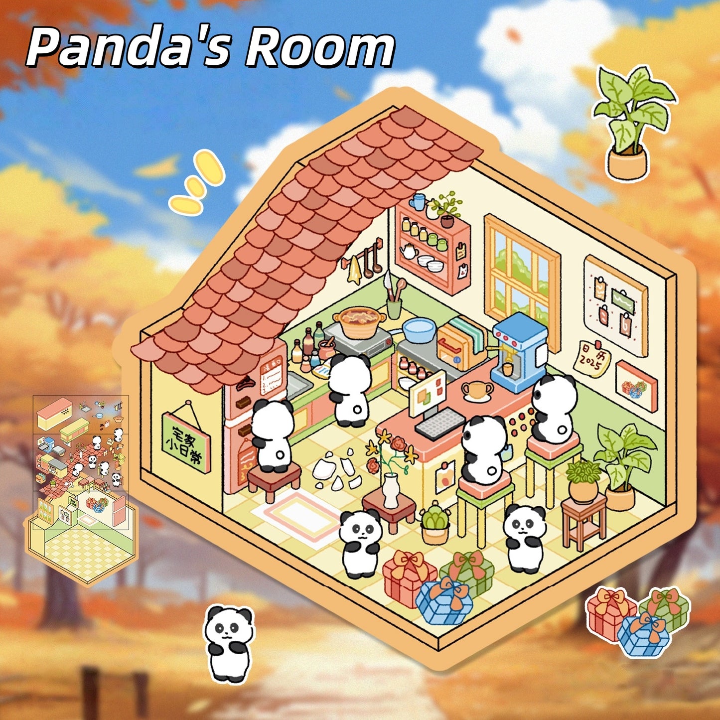 Room & Shop 3D Sticker | 8 Cute Miniature Scenes