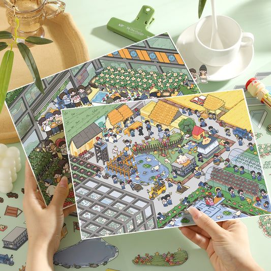 Country Life 3D Sticker | 2 Cute Miniature Scenes