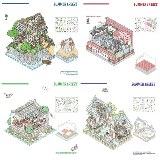 Summer Breeze 3D Sticker | 4 Cute Miniature Scenes