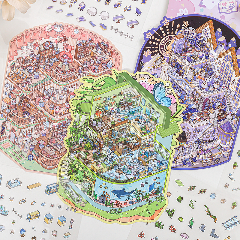 Enchanted Realm 3D Sticker | 3 Cute Miniature Scenes