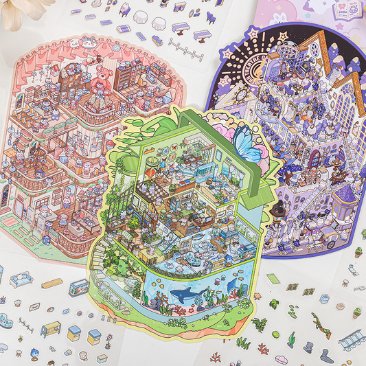 Enchanted Realm  3D Sticker | 3 Cute Miniature Scenes