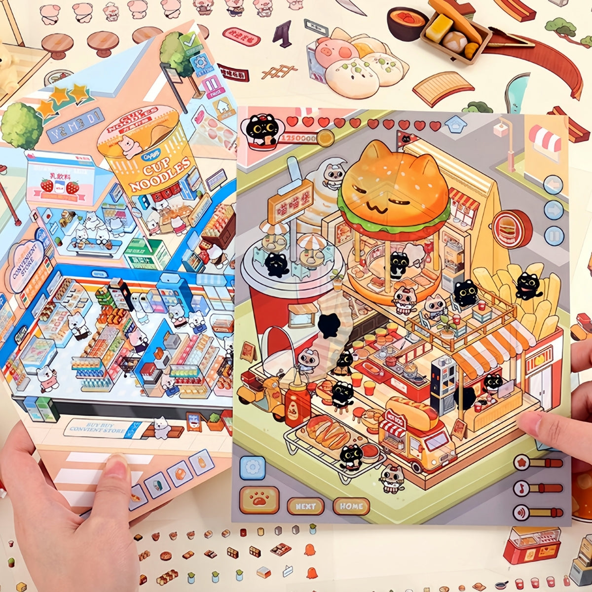 Simulation Management 3D Sticker | 4 Cute Miniature Scenes