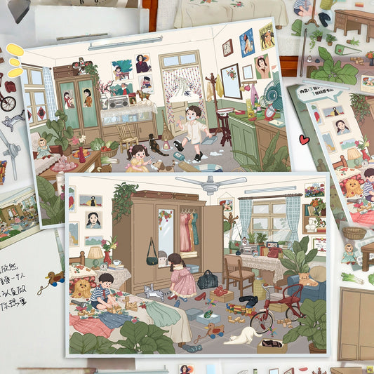 Time Journal 3D Sticker | 2 Cute Miniature Scenes