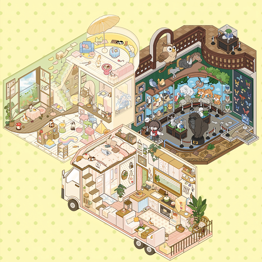 Whimsical Journey 3D Sticker | 3 Cute Miniature Scenes