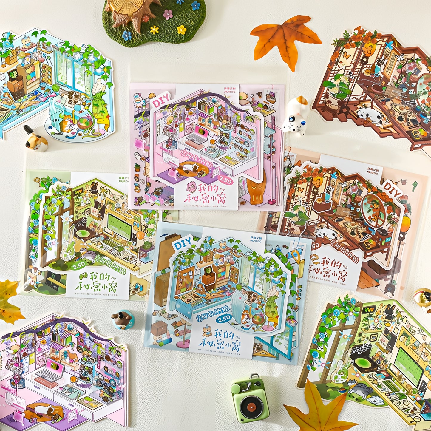 Dreamy Corners 3D Sticker | 4 Cute Miniature Scenes