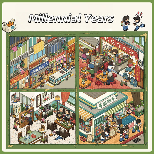 Journeys Through Time 3D Sticker | 4 Cute Miniature Scenes