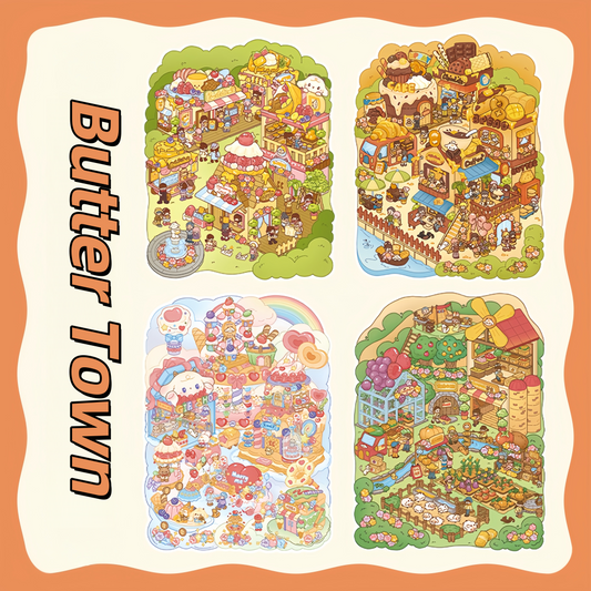Butter Town 3D Sticker | 4 Cute Miniature Scenes