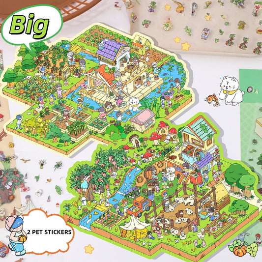 Country Life 3D Sticker Scenes | 2 Cute Miniature Scenes