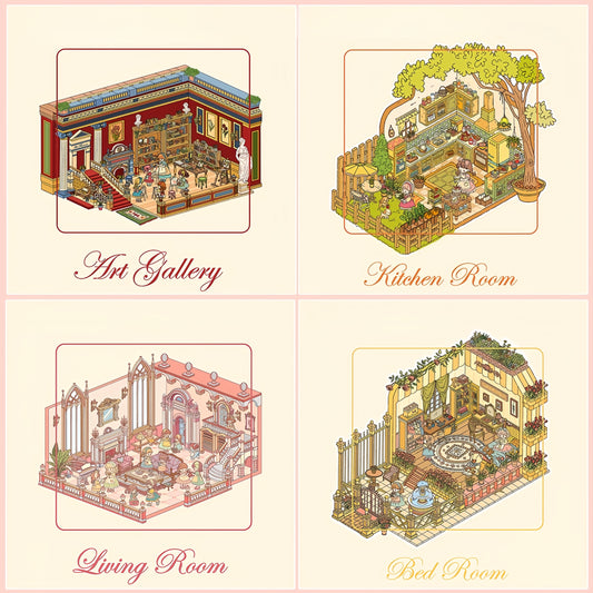 Little Wonder Rooms 3D Sticker | 4 Cute Miniature Scenes