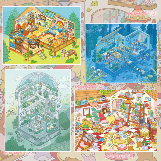 Gentle Breeze Language 3D Sticker | 4 Cute Miniature Scenes