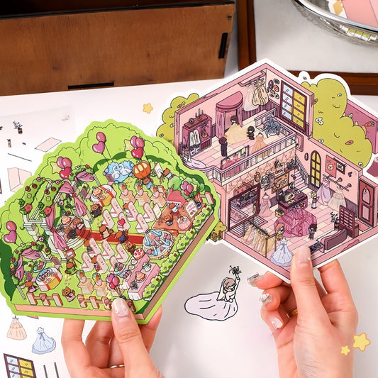 Wedding Series 3D Sticker | 2 Cute Miniature Scenes