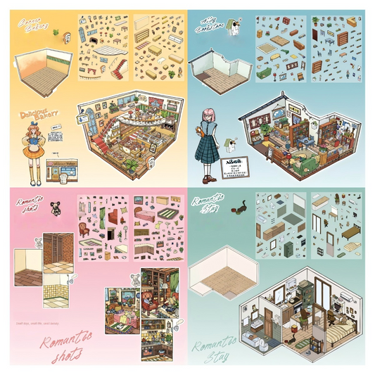 Romantic Corner 3D Sticker | 4 Cute Miniature Scenes