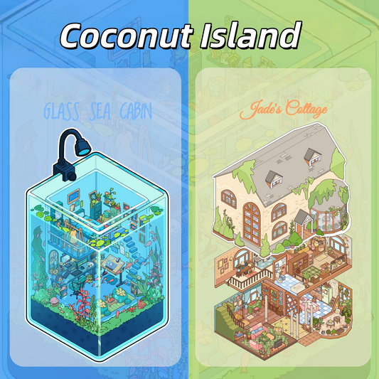 Coconut Island 3D Sticker | 2 Cute Miniature Scenes