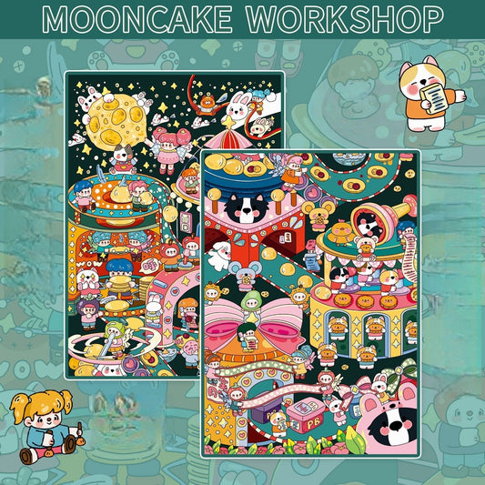 Mooncake Workshop 3D Sticker | 2 Cute Miniature Scenes