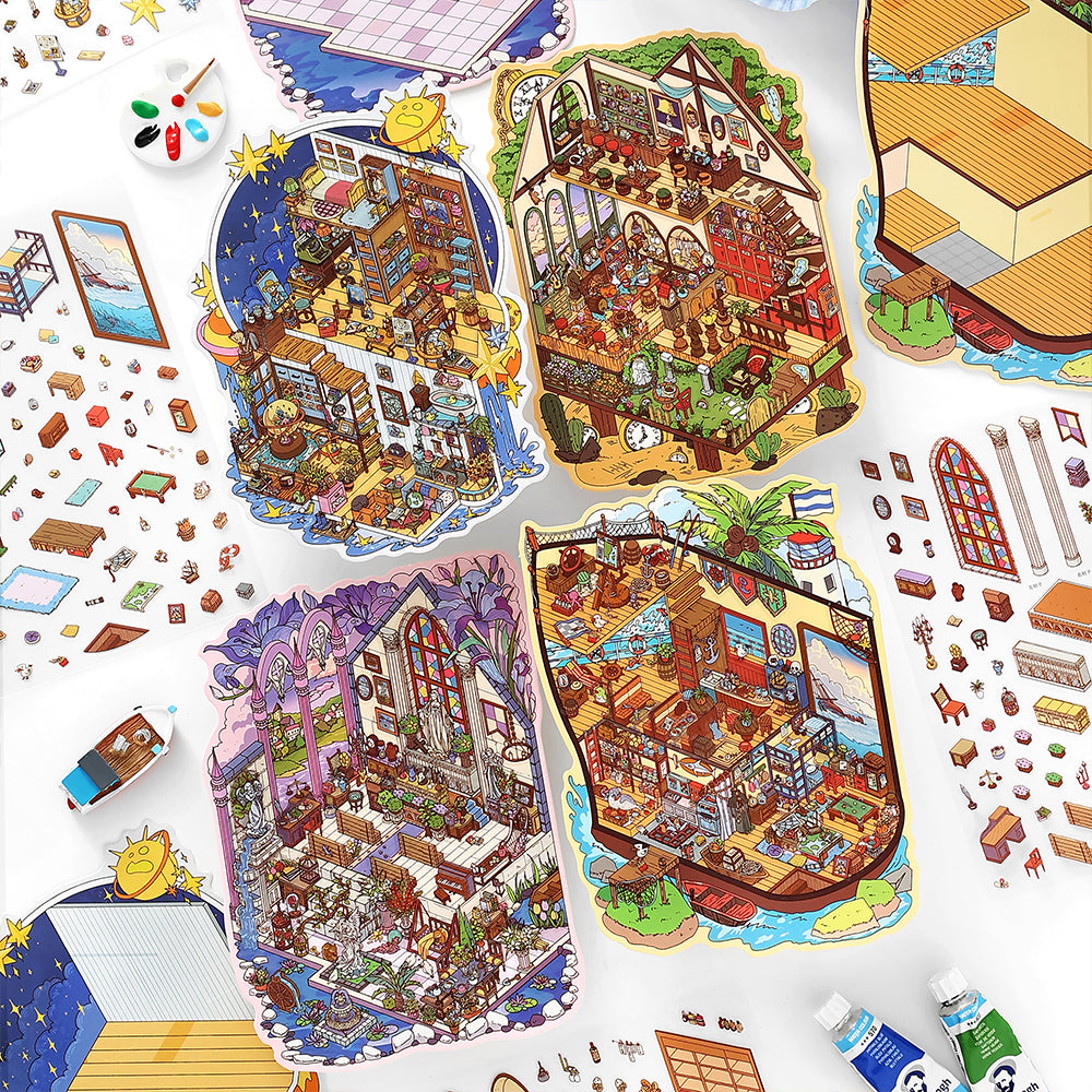 Little Corner 3D Sticker | 4 Cute Miniature Scenes