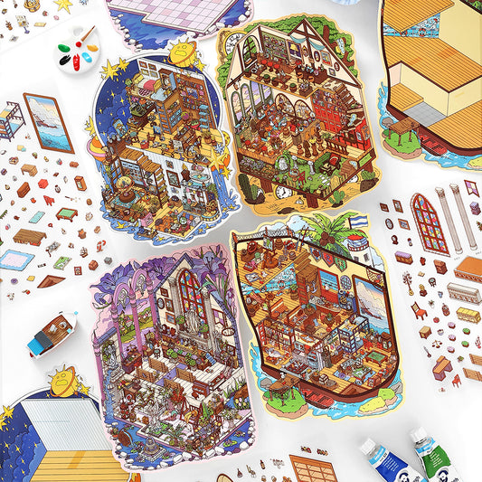 Little Corner 3D Sticker | 4 Cute Miniature Scenes
