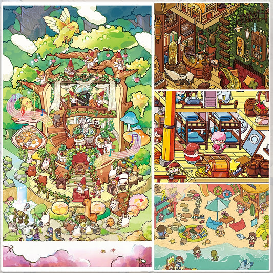 Whimsy Worlds 3D Sticker | 4 Cute Miniature Scenes