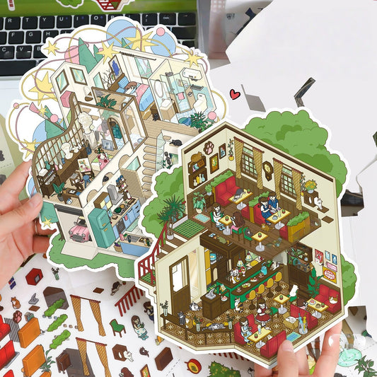 Dream House 3D Sticker | 2 Cute Miniature Scenes