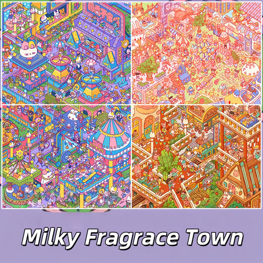 Milky Fragrace Town 3D Sticker | 4 Cute Miniature Scenes