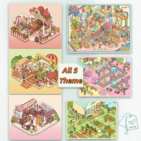 Modern Life  3D Sticker | 5 Cute Miniature Scenes