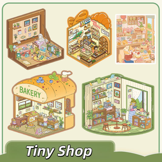 Tiny Shop 3D Sticker | 5 Cute Miniature Scenes