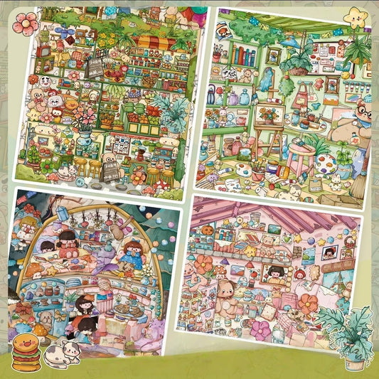 Dream House 3D Sticker | 4 Cute Miniature Scenes