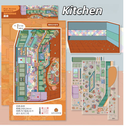 Single Life 3D Sticker | 3 Cute Miniature Scenes