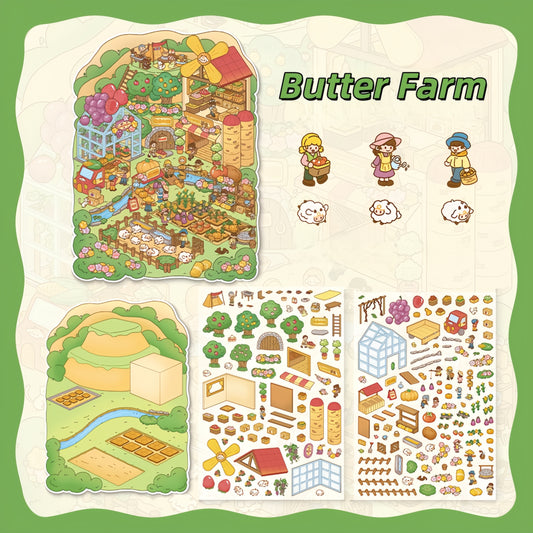 Butter Town 3D Sticker | 4 Cute Miniature Scenes