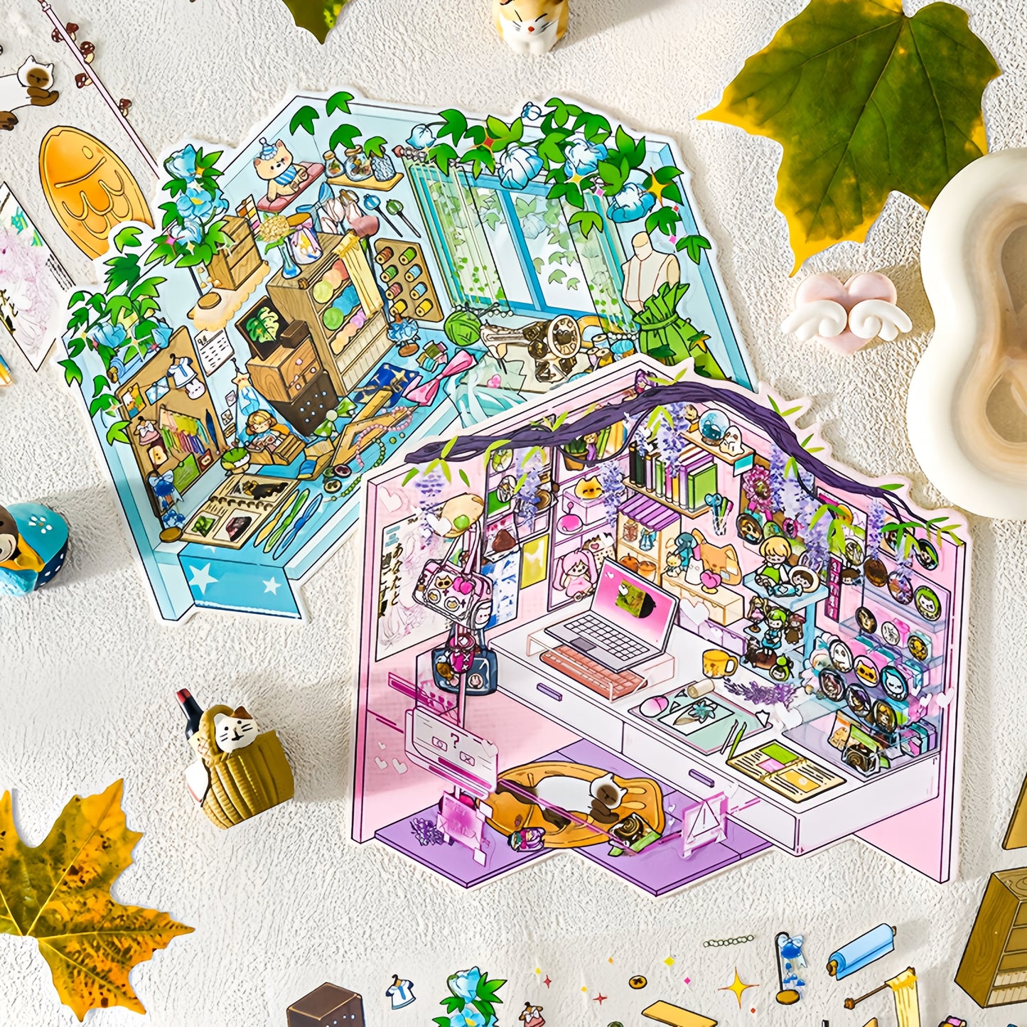 Dreamy Corners 3D Sticker | 4 Cute Miniature Scenes