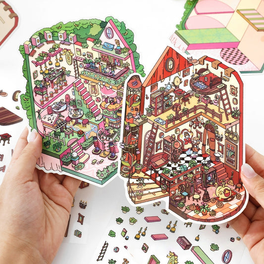 Enchanted Tales 3D Sticker | 4 Cute Miniature Scenes